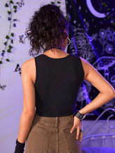 ROMWE Grunge Punk Solid Cut Out Crop Tank